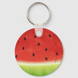Watermelon red seeds watercolor paint texture key ring