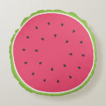 Watermelon Round Cushion<br><div class="desc">watermelon, slice, fruit, food, summer, cute, pink, cartoon, kids, round</div>