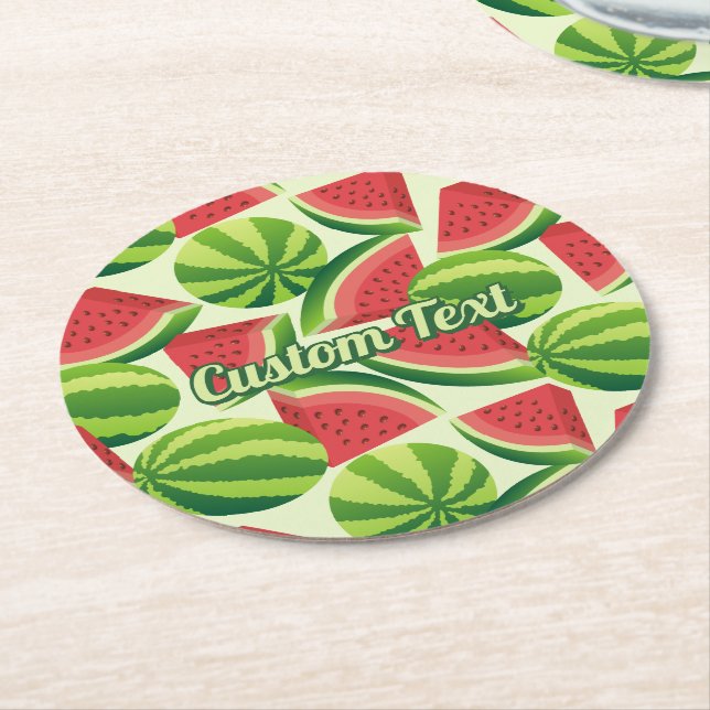 Watermelon Round Paper Coaster (Angled)