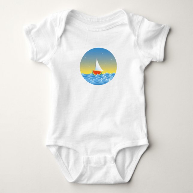 Watermelon Sailboat Baby Bodysuit (Front)