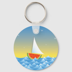 Watermelon Sailboat Key Ring