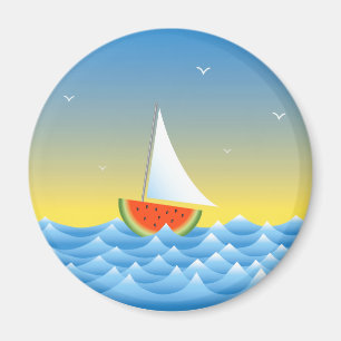 Watermelon sailboat magnet