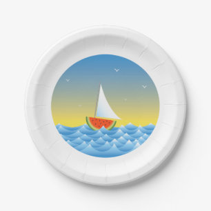 Watermelon Sailboat Paper Plate