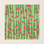 Watermelon Scarf<br><div class="desc">Slices of watermelon on a green striped background</div>