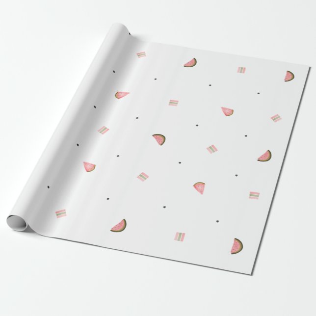 Watermelon Seamless Pattern Cute Rainbow Minimal Wrapping Paper (Unrolled)