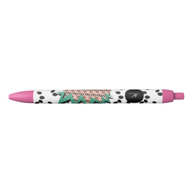 Watermelon Seeds Fruit Green Pink Black Name Black Ink Pen (Front)