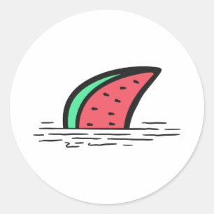 Watermelon shark classic round sticker