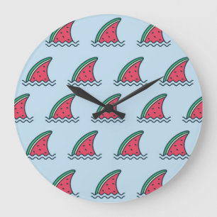 Watermelon shark: wave pattern design. large clock