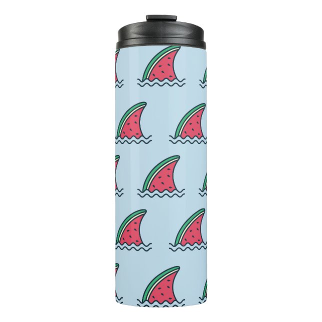 Watermelon shark: wave pattern design. thermal tumbler (Front)