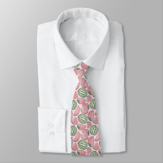 Watermelon Sketches Pattern Tie (Tied)