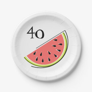 Watermelon slice 40 Age paper plates