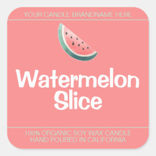 Watermelon Slice Cute Symbol Soy Candles Labels 
