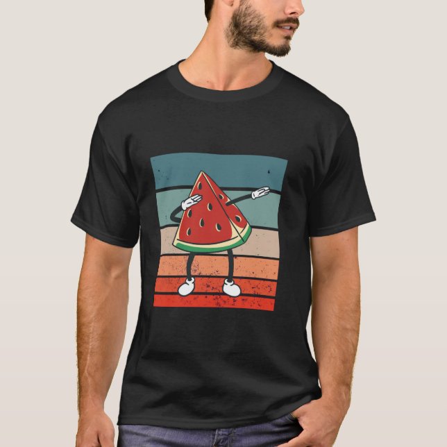 Watermelon slice dabbing cartoon arms and legs dan T-Shirt (Front)