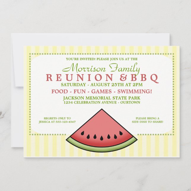 Watermelon Slice Family Reunion Invitations (Front)