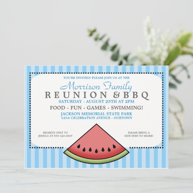 Watermelon Slice Family Reunion Invitations (Standing Front)