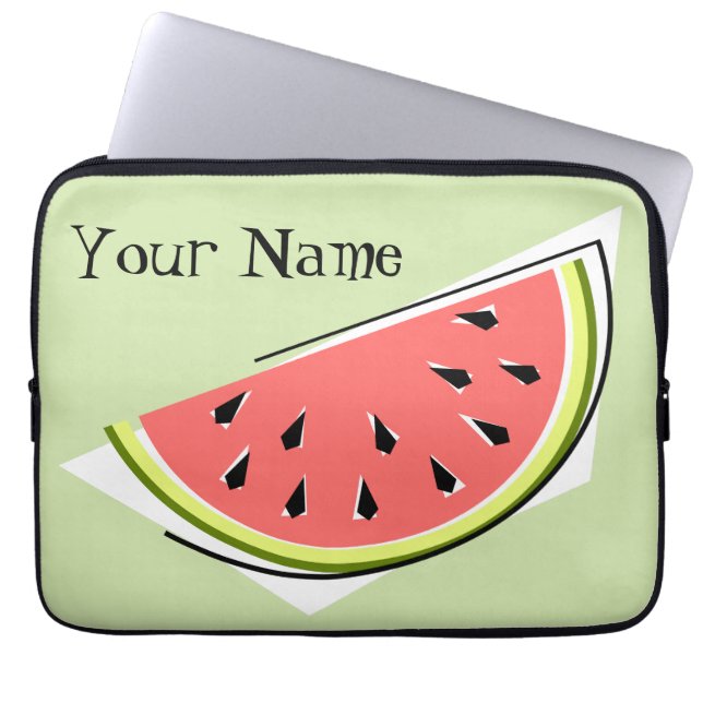 Watermelon Slice Green Name laptop sleeve (Front)