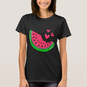 Watermelon Slice Melon Hearts Lovers Eating Fruit  T-Shirt