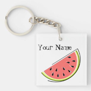 Watermelon Slice Monogram square Key Ring