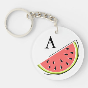 Watermelon Slice Monogram Text double-sided Key Ring