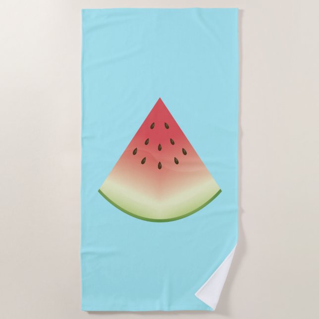 Watermelon Slice On Blue Background Colour Beach Towel (Front)