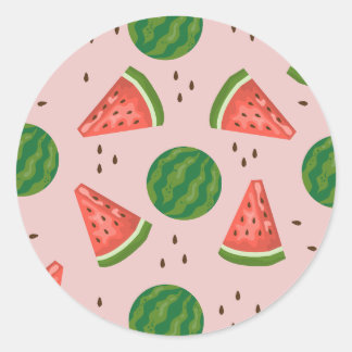 Watermelon Slice Pattern Juice Fruit Lover Summer Classic Round Sticker