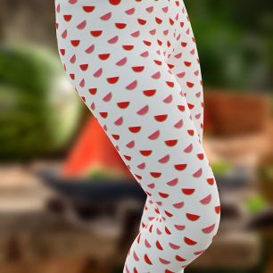 Watermelon Slice Pattern Red and White Leggings