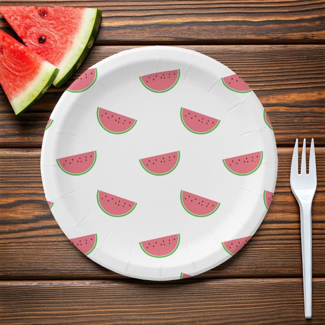 Watermelon Slice Pattern Summer Party Paper Plates (Fun watermelon paper plates for your summer parties)