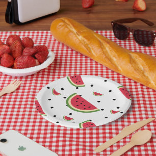 Watermelon Slice Pattern Summer Picnic & Patriot Paper Plate