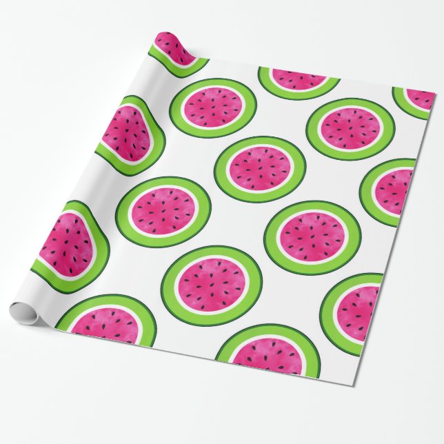 Watermelon Slice Pattern Wrapping Paper (Unrolled)
