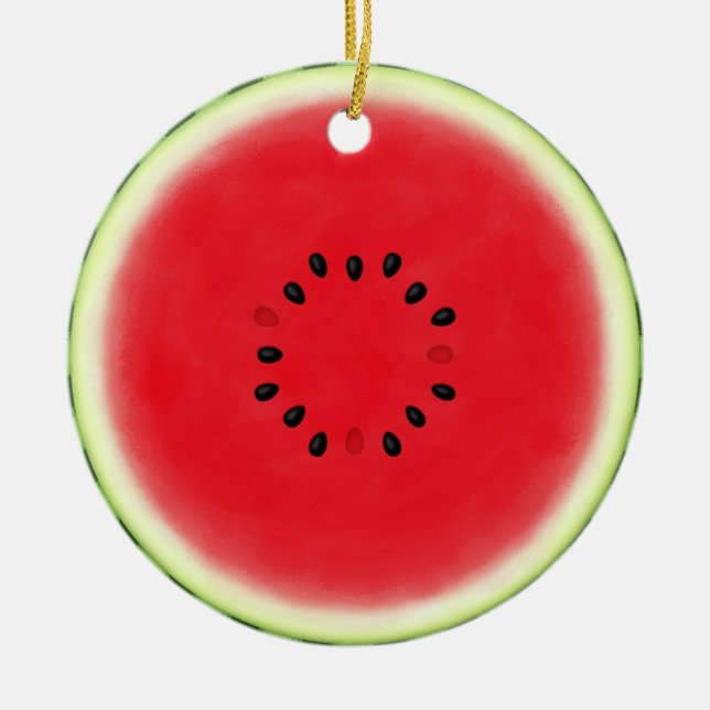 Watermelon Slice Personalised Ceramic Tree Decoration (Front)