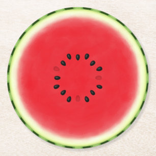 Watermelon Slice Round Paper Coaster