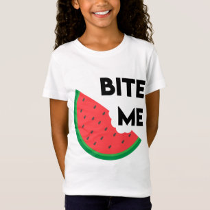 Watermelon Slice Sarcastic Fruit Pun Bite Me T-Shirt