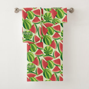 Watermelon slice seamless background bath towel set