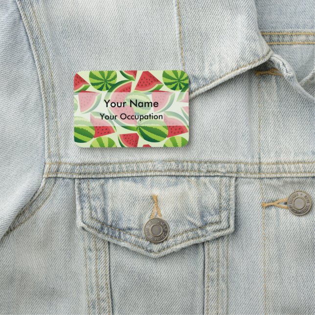 Watermelon Slice Seamless Background Name Tag (In Situ)