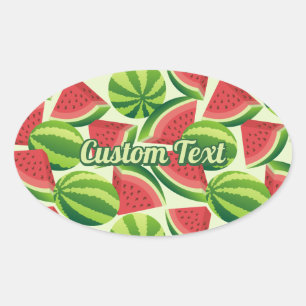 Watermelon slice seamless background oval sticker
