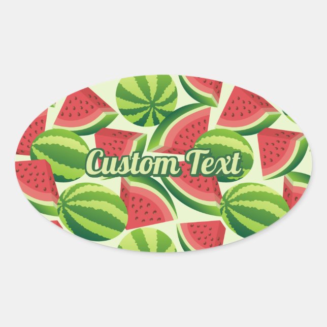 Watermelon slice seamless background oval sticker (Front)