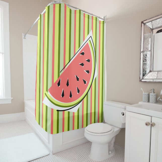 Watermelon Slice Stripe Classic shower curtain (In Situ)