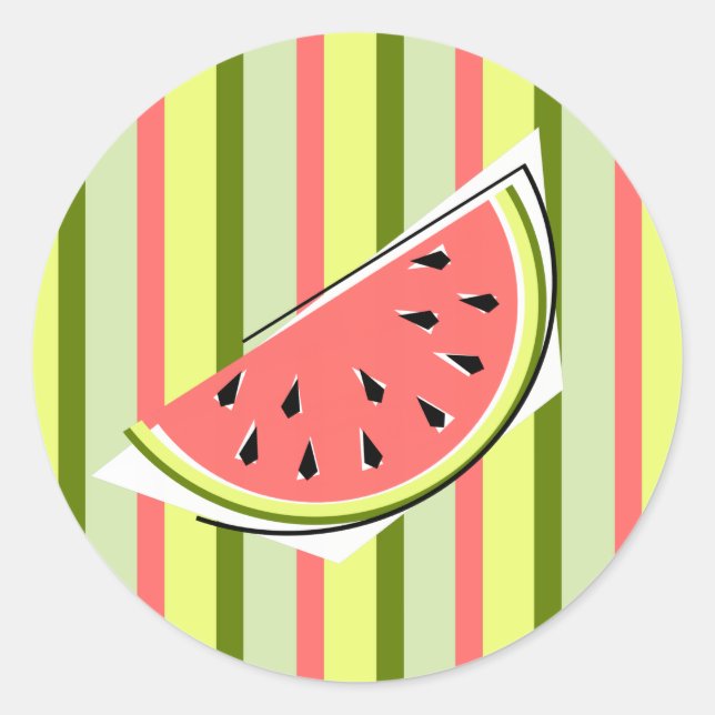 Watermelon Slice Stripe sticker round (Front)