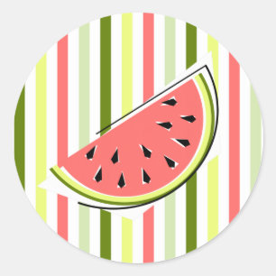 Watermelon Slice Stripe Thin Classic Round Sticker