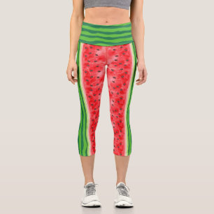Watermelon slice summer bright fruit capri leggings