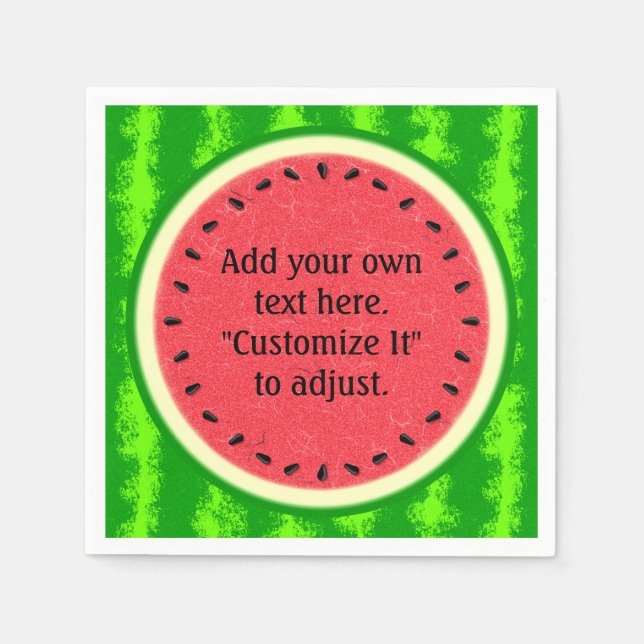 Watermelon Slice Summer Fruit Personalised Napkin (Front)