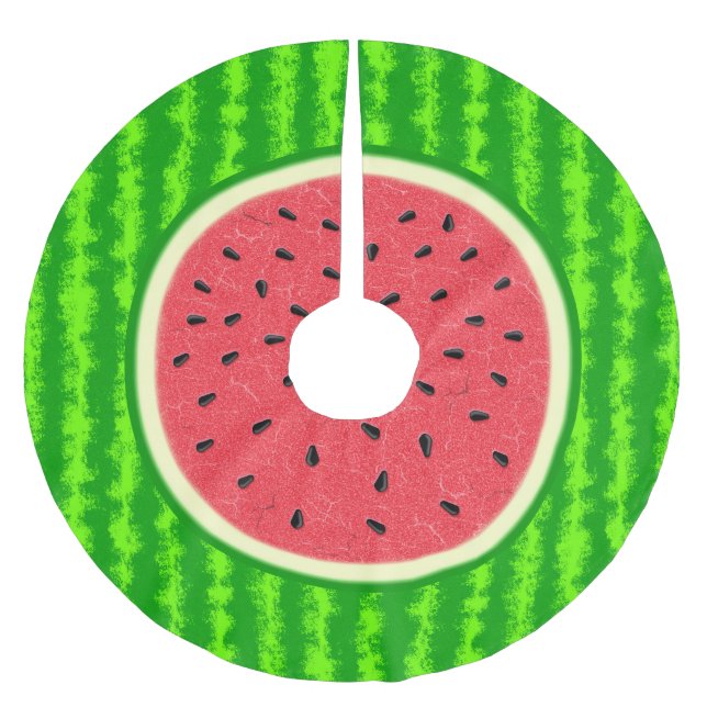 Watermelon Slice Summer Fruit with Rind Brushed Polyester Tree Skirt (Front)