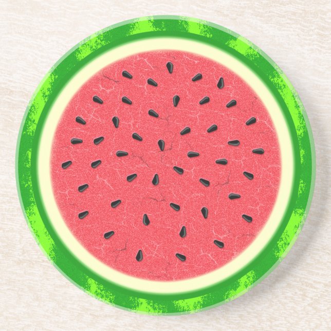 Watermelon Slice Summer Fruit with Rind Coaster (Front)