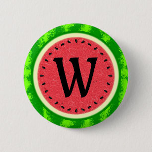 Watermelon Slice Summer Fruit with Rind Monogram 6 Cm Round Badge