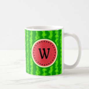 Watermelon Slice Summer Fruit with Rind Monogram Coffee Mug