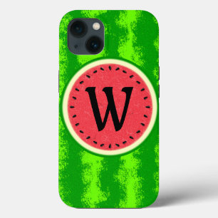 Watermelon Slice Summer Fruit with Rind Monogram iPhone 13 Case