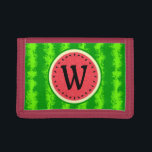 Watermelon Slice Summer Fruit with Rind Monogram Trifold Wallet<br><div class="desc">This pretty watermelon design has a round fruit that looks like it's been sliced,  so the juicy pink-red flesh of the melon shows through,  along with plenty of black watermelon seeds. The berry also has a speckled green,  mottled rind. This is a cute,  whimsical summertime design.</div>
