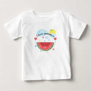 Watermelon slice, text, "I love summer" Baby T-Shirt