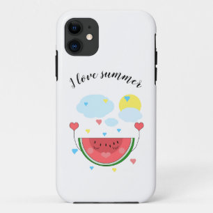Watermelon slice, text, "I love summer" iPhone 11 Case