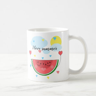 Watermelon slice, text, "I love summer", Coffee Mug